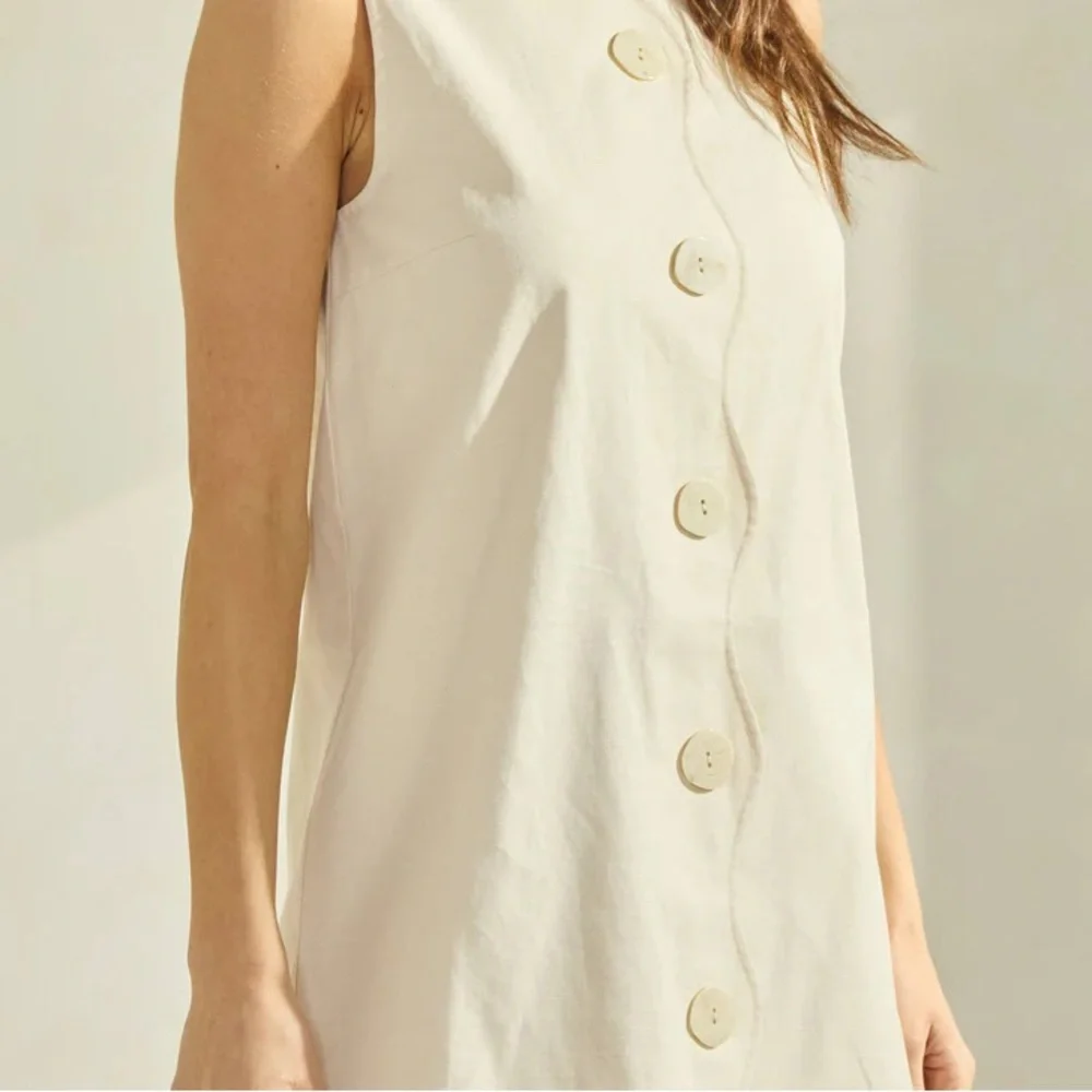 Worth Collective Cream Button-Front Mini Dress - Picture 2 of 7